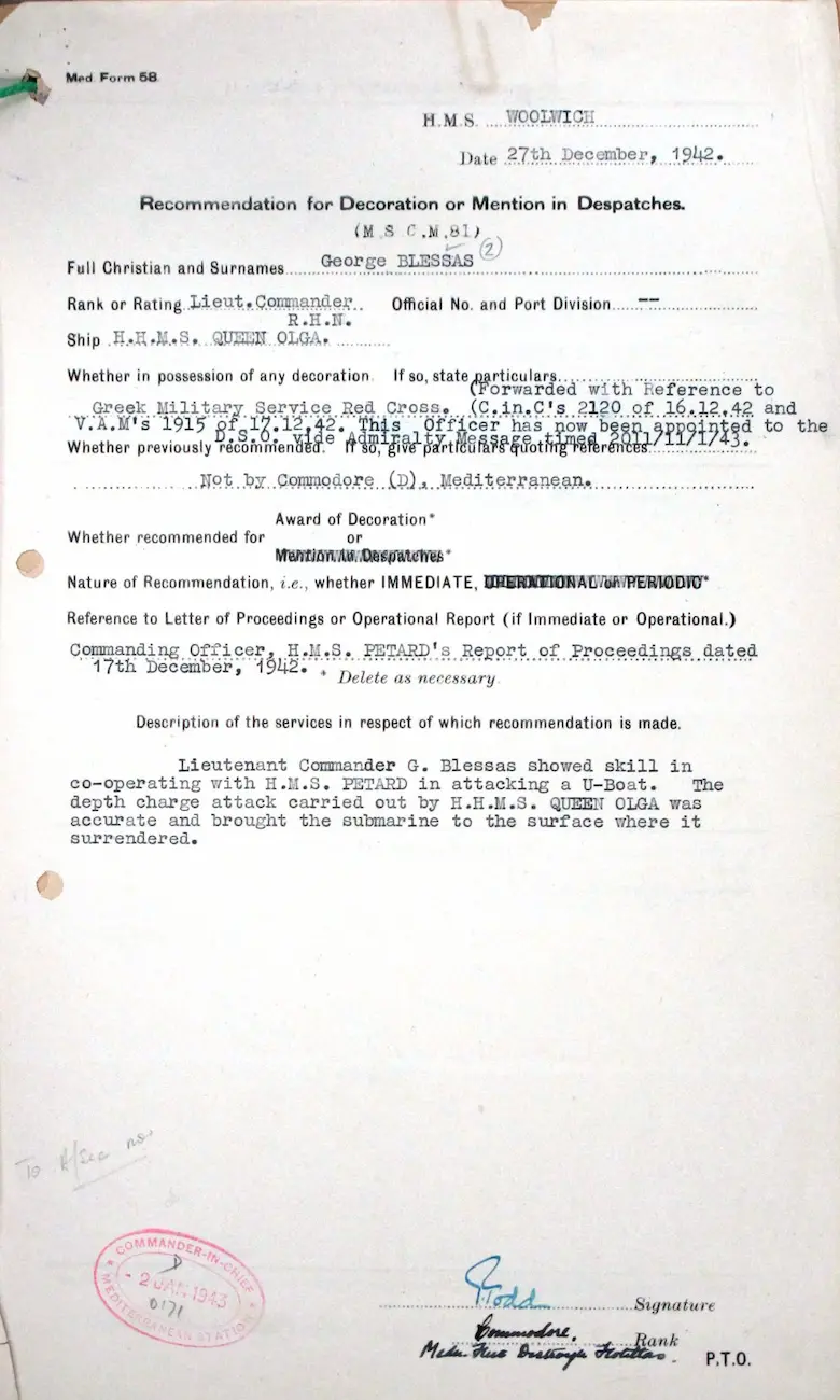 "The British awarded the two Commanders the prestigious Distinguished Service Order (D.S.O.) medal, the renowned British honor for distinguished services."-Leros